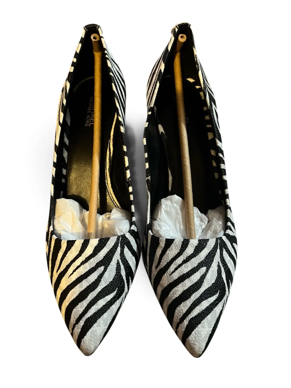 Women's Zebra-Print Pointed Toe Pumps - Black and white